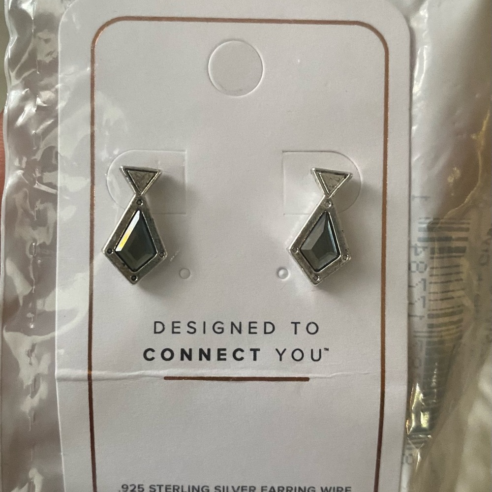 ALEX AND ANI Black Crystal Kite Stud Earrings